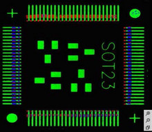 Ersa HR 550: Computer aided adjustment of a QFP - green: pads, red: component pins, blue: overlay “best match”